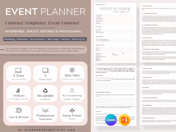 Download Event Planner Contract Template, Canva - Premium Resources
