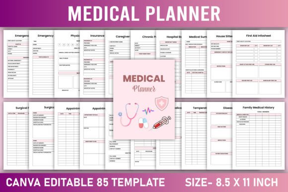 Download Editable Medical Planner Canva Template - Medical planner Collection