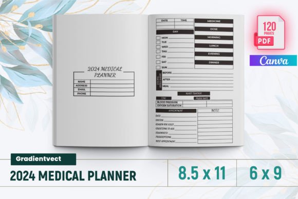Download (KDP) 2024 Medical Planner Canva - Medical planner Collection
