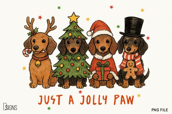 Download Christmas Dachshund Dog Lover Jolly Paw - Premium Bundle
