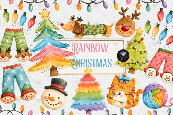 Download Christmas Rainbow Clipart - Premium Bundle