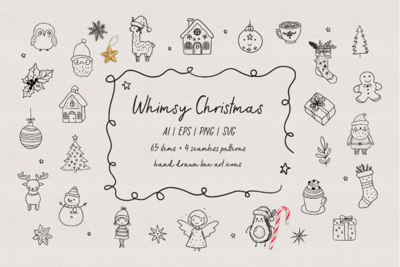 Download Christmas Whimsy Line Art Icon Set - Christmas Collection